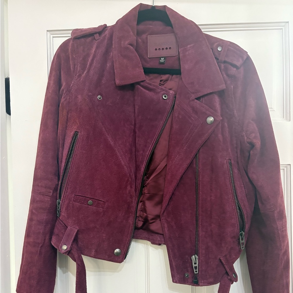Blank NYC Purple Suede Moto Jacket Asymmetrical Zipper